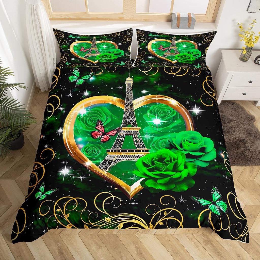 Paris Liebe Bettbezug Eiffelturm Bettbezug Für Männer Frauen Romantische Stadt Blume Bettwäsche Sets Für Valentinstag Hochzeitsgeschenk