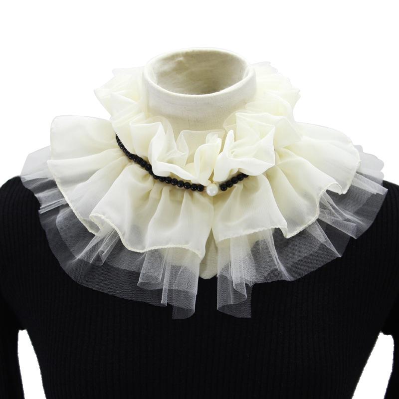 Elegant Hollow Embroidery High Collar Shawl Ruffled Fake Collar White Scarf Half Shirt Decorative Stand Collar