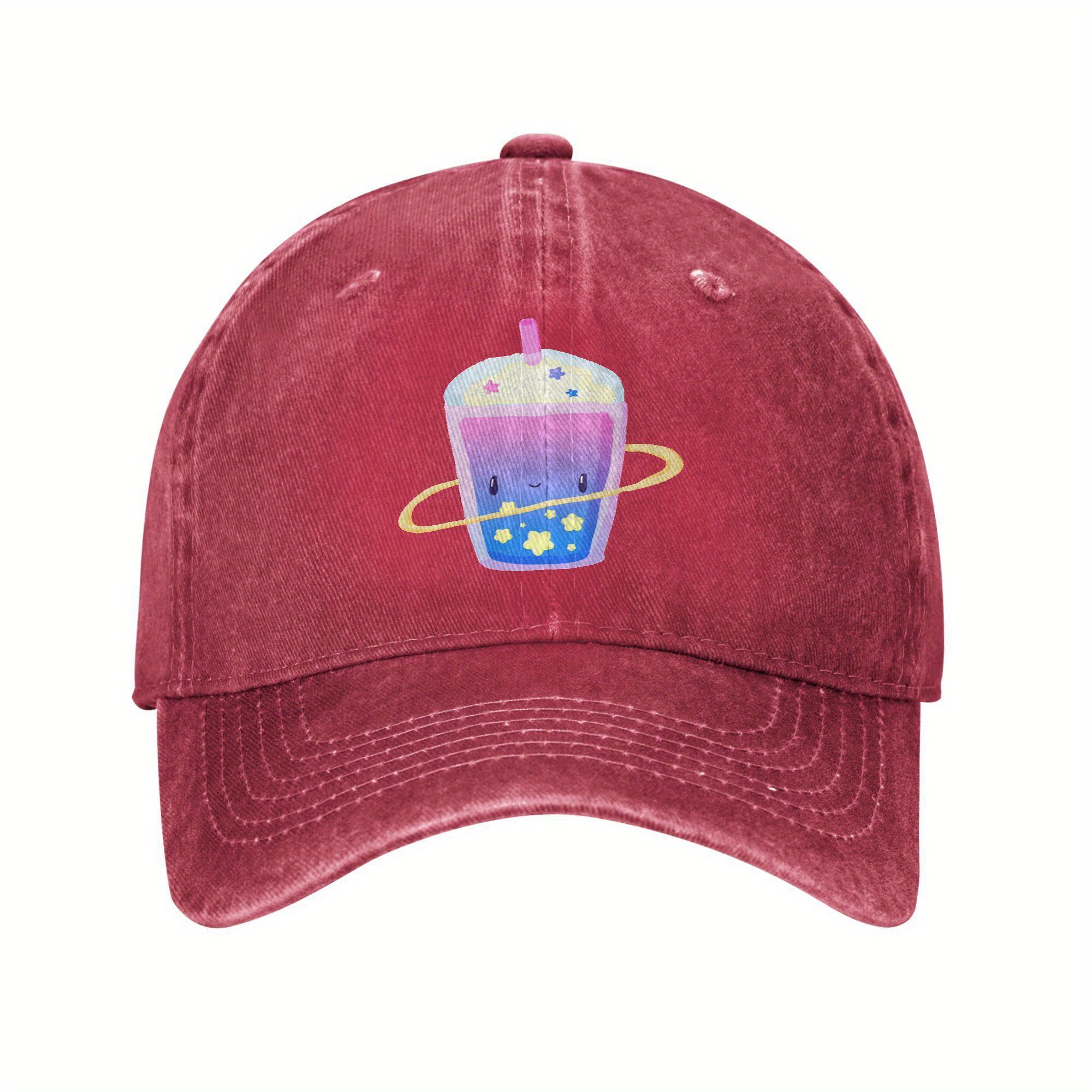 

Kawaii Cosmic Galaxy Boba Tea Print Baseball Cap Adult Casual Adjustable Polyester Sun Protection Hat One Size