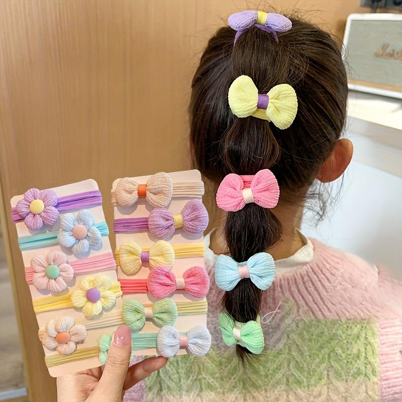 12 Stück Süße Blumen Schleifen Haargummis Elastische Haarbänder für Mädchen Frauen Prinzessinnen Stil Haarschmuck