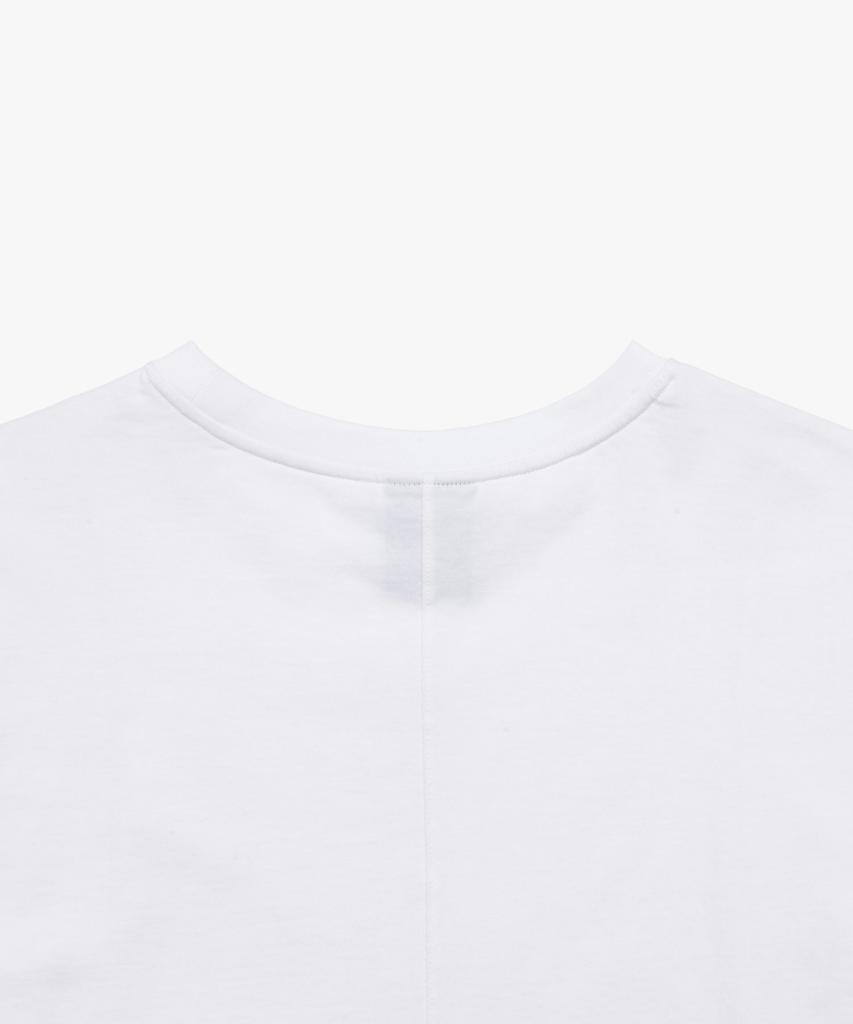 Liomeu Curved Incision Washed Short Sleeve T-Shirt_White