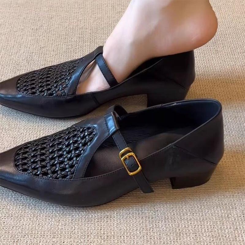 

Fashion Women Pointed Toe Pumps Fashion Mid Heels Shoes Dress Cozy Woman Sandals 2025 Spring Designer Casual Walking Female Zapatillas 40 чёрный