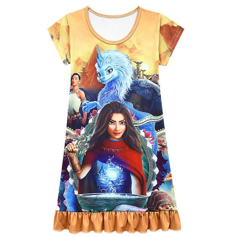 

Пижамное платье с коротким рукавом и принтом «Анд и последний дракон» для девочек 140cm жёлтый