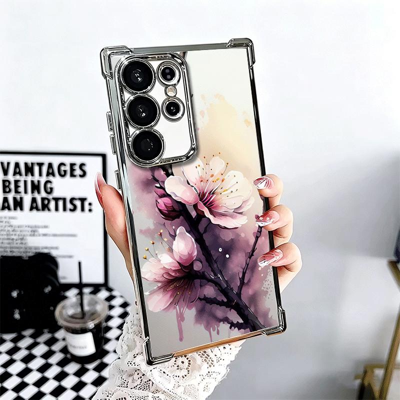 

Чехол для телефона Sakura с покрытием в стиле цветения сакуры для Samsung Galaxy S24 S25 FE S26 Edge S23 Ultra S22 S21 Plus S20, противоударный, с воздухом Samsung S24 Plus