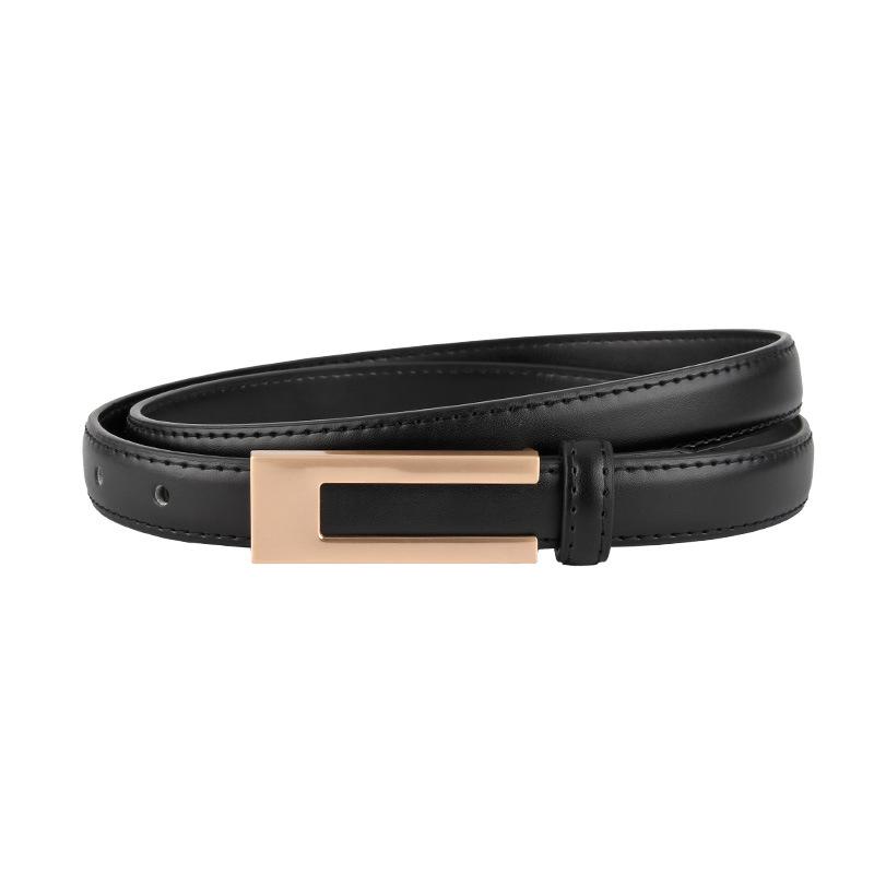 Genuine Leather Black Thin Belt for Women High-end Versatile Dress for Women Suit Waist-hugging Decorative Jeans Small Belt for Women