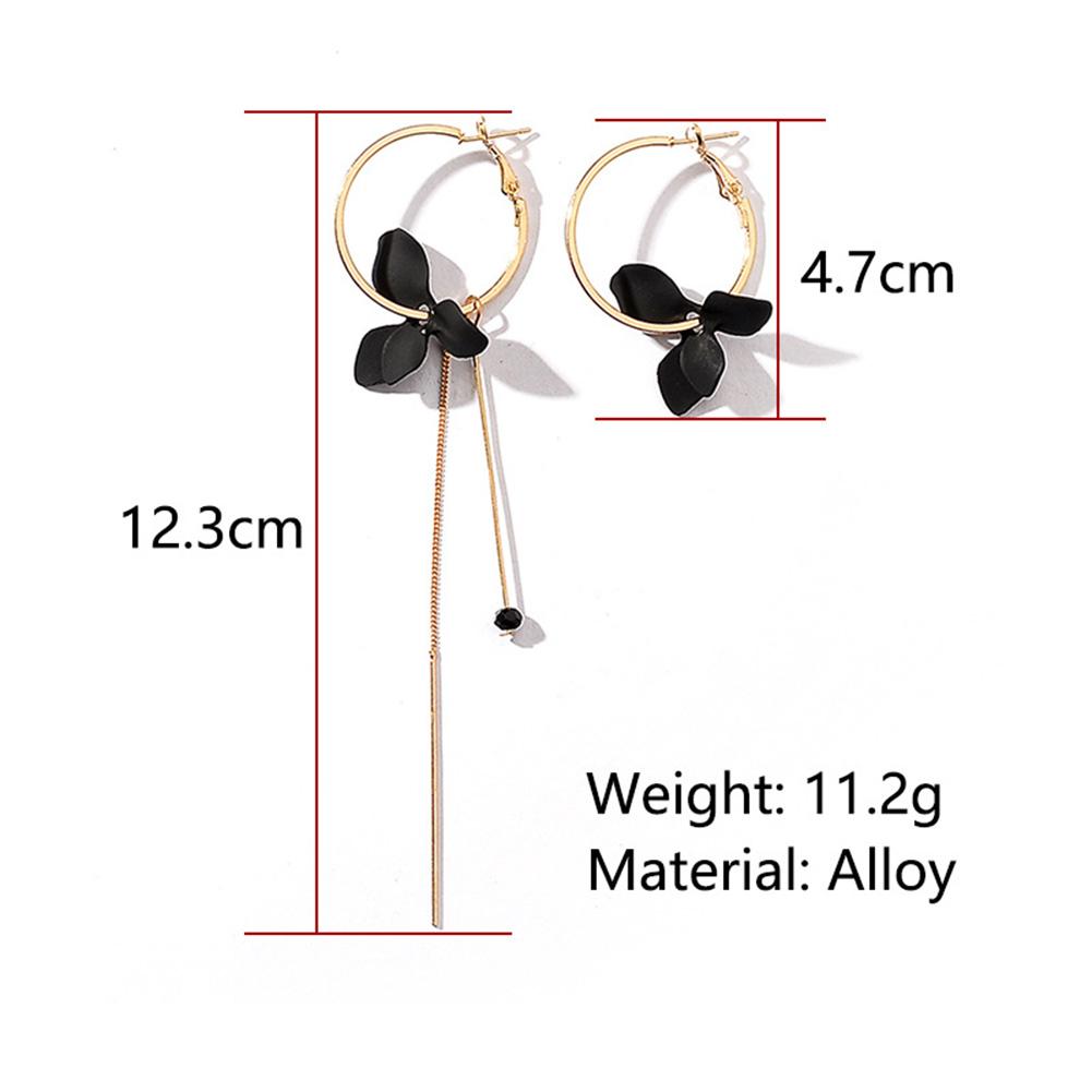 Women Popular Petal Asymmetrical Earrings Geometric Circles Tassel Earrings with Studs