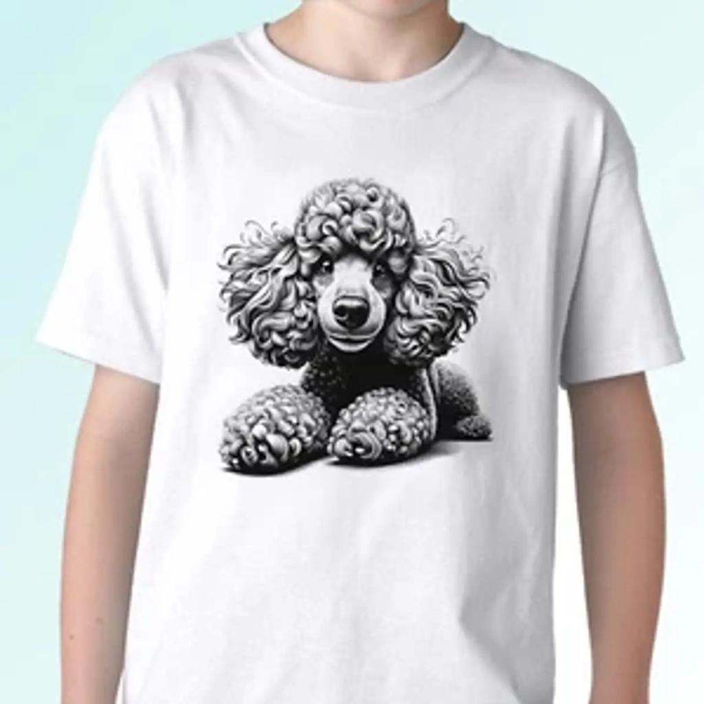 Poodle T Shirt Dog Tee Animal Top Art Gift Unisexs Womens Kids Baby Sizes Vintage Washed Versatile Top For Everyday Wear Soft