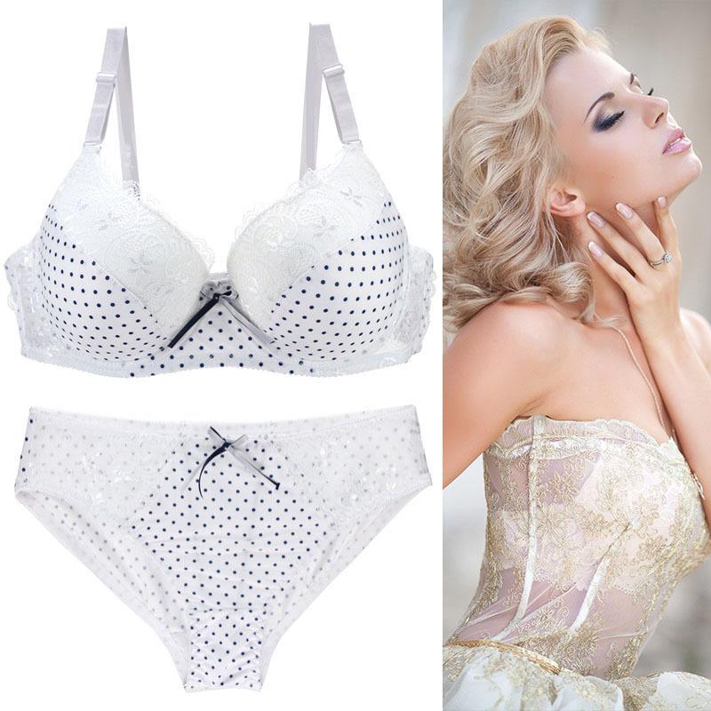 Sexy Gathering Bra Set Lace Fashion Comfortable Bra Skin-friendly Breathable Underwear