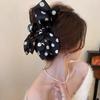 1pc French Black and White Polka Dot Bow Shark Sweet and Cute Clip Three-dimensional Fabric Grab Clip High-end Feel  Head Clip