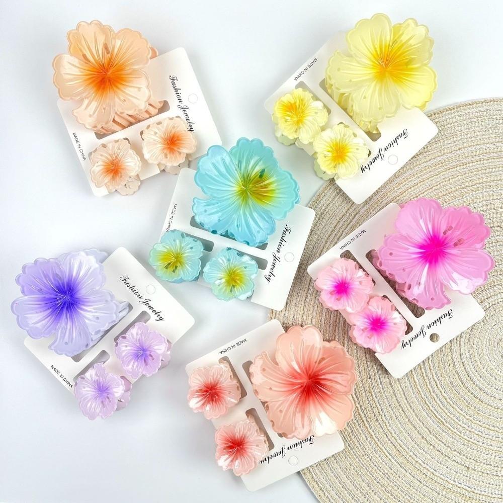 3Pcs/Set Gradient Hawaiian Flower Hair Clip Hibiscus Hair Clips New Hairpin  Summer Hair Accessories
