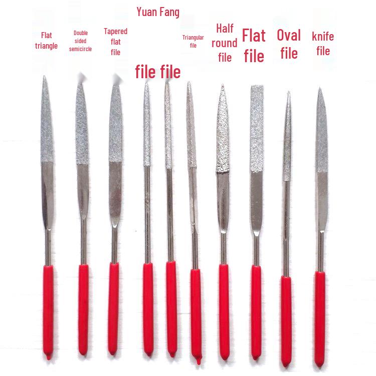 Diamond Coated File Set: Flat, Square, Triangular, Half-Round, Round, Shaping Plate, Alloy Small Files.
