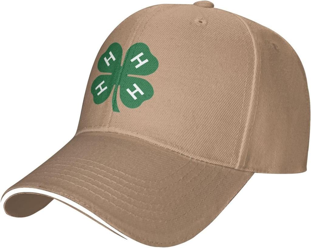 4H Clover Emblem Baseball Cap Polyester Casual Adjustable Sun Protection Adult Snapback