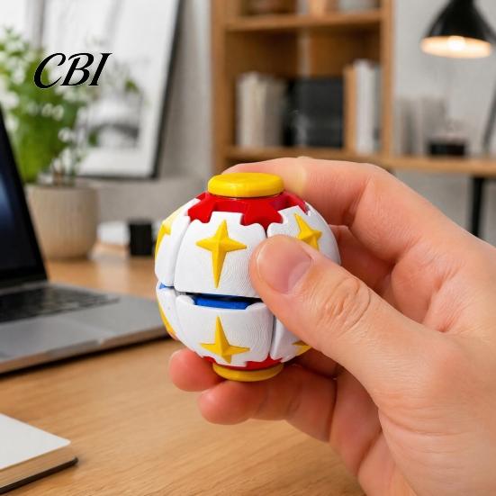 Relaxing Desk Toys 3D Printed Press Fidget Spinner, Push And Spin Ball for Smooth Rotation Toy Stress Anxiety Relief, Accessory Office, Home,