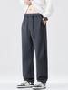 Men's Trendy Fleece-Lined Loose Straight-Leg Casual Pants - Autumn/Winter Japanese Retro Style