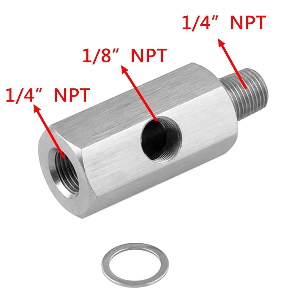 

1/8 BSPT и 1/8 NPT и M10 алюминиевый соединитель датчика давления масла для тройника NPT адаптер для турбонагнетателей серебристый