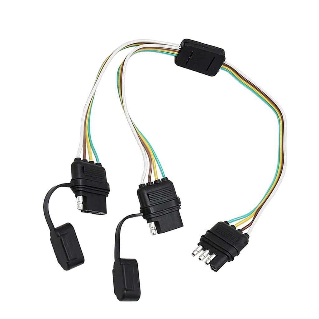 Oyviny 4 Pin Flat Y-Splitter Plug Adapter With 17.5 Inch Trailer Extension Harness For LED Tailgate Light Bar And Trailer Lights Pure Copper Wires