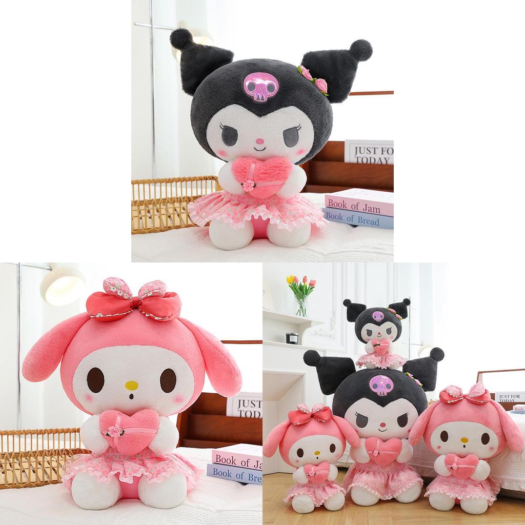 Romantic Flower Sea Kuromi Doll Melody Plush Toy Large Stuffed Doll Birthday Gift