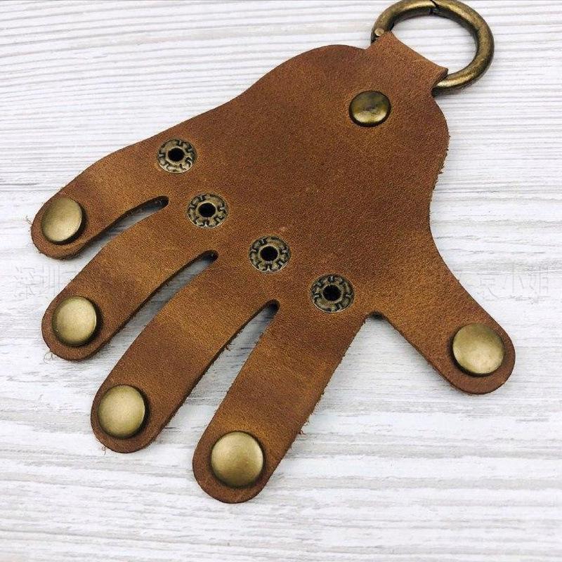 

Винтажный брелок из пальмовой кожи: Подвеска-ключ в виде ладони в стиле ретро для замков дома или двери коричневый