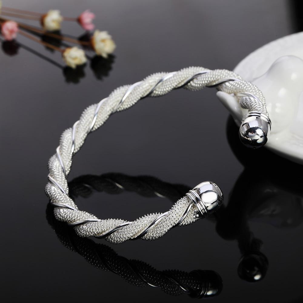 925 Sterling Silver Twisted Network Bangles For Women Aesthetic Cuff Bracelets Luxury Quality Fashion Jewelry