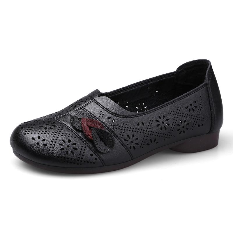Fashion Spring Summer Shoes Women Flat Non-slip Casual Shoes Soft Ladies Loafers Black Red Plus Size 41 D386