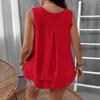Women's Solid Color V-neck Loose Fashion Chiffon Top Sleeveless Vest Shirt