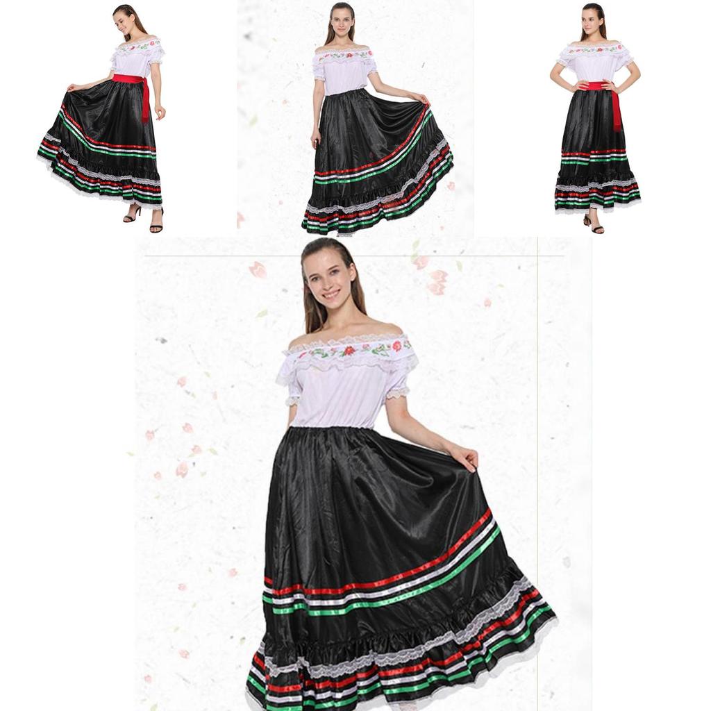 Folkinspired Girl Dress With Ruffle And Lace Elements For Halloween And Stage Dress Up