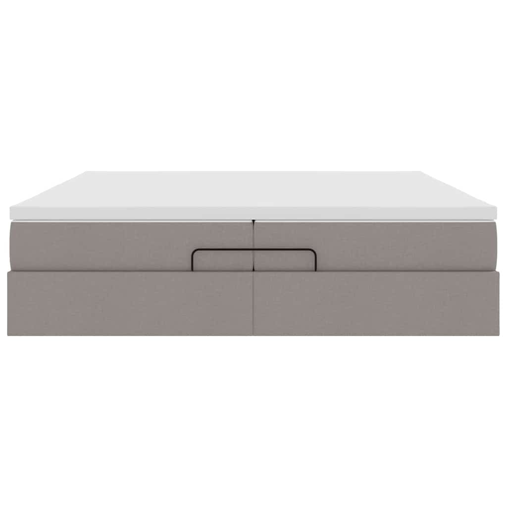 Ottoman Bed with Mattresses Taupe 200x200 cm Fabric
