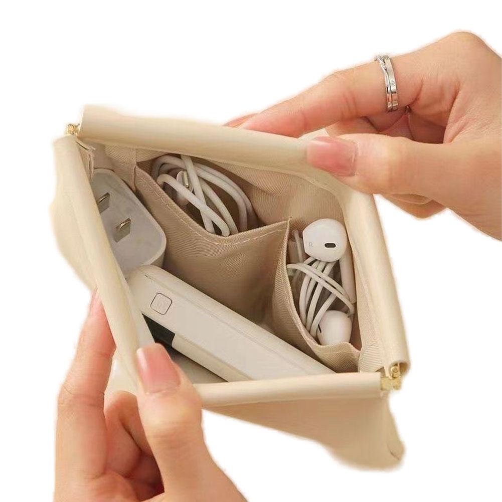 Women Fashion Portable Mini Key Jewelry Cosmetic Organizer Pouch Handbag Pu Small Bags Gift Simple Lipstick Makeup Storage Bag