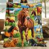 Horse Collection Multi Scene Fleece Blanket Beautiful Equine Art Soft Flannel Throw Horse Lovers Gift Ranch Decor Home Textile