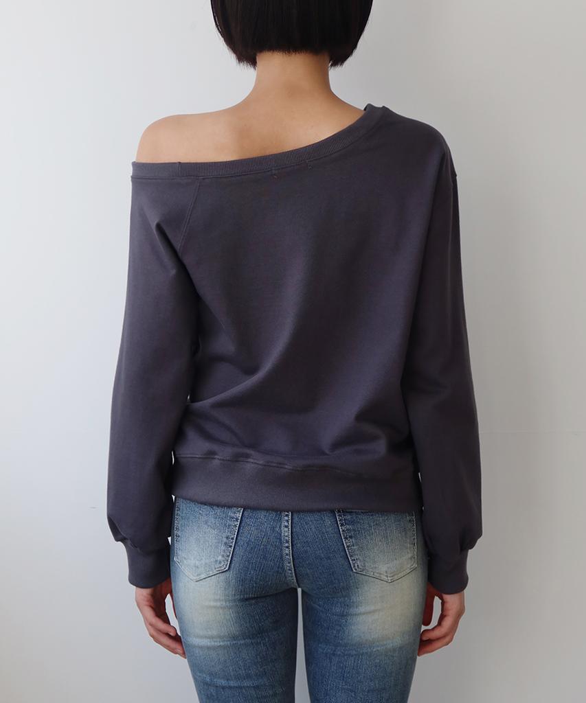 BRIGHTEN Cha Cha Off-Shoulder Sweatshirt Charcoal