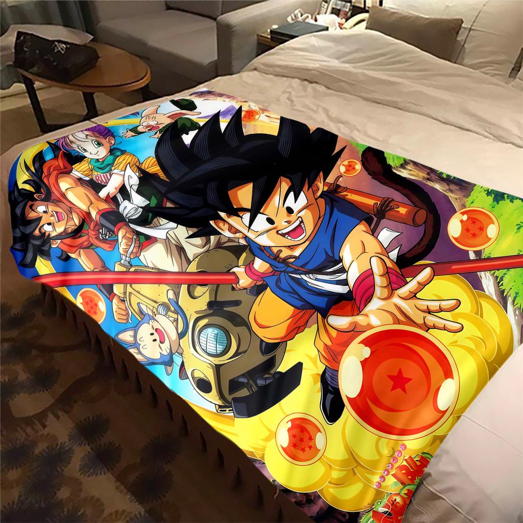 1 ks flanelová deka s potiskem Son Goku, Vysoce kvalitní pro všechna roční období, Domácí dekorace, Teplo a pohodlí, Perfektní jako vánoční dárky
