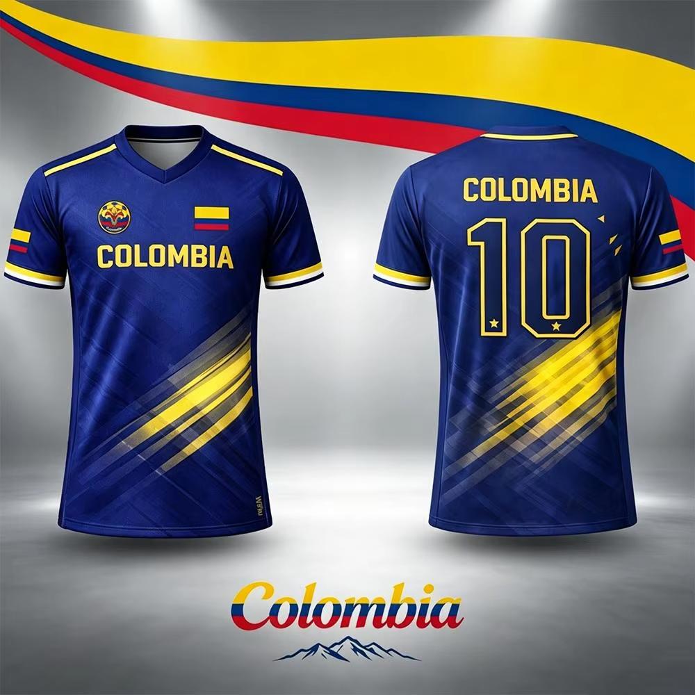 Maglia Stampa 3D Bandiera Colombia Estate Sport all'Aperto Traspirante Manica Corta Top Allenamento Calcio Uomo Donna Casual Maglietta Scollo a V
