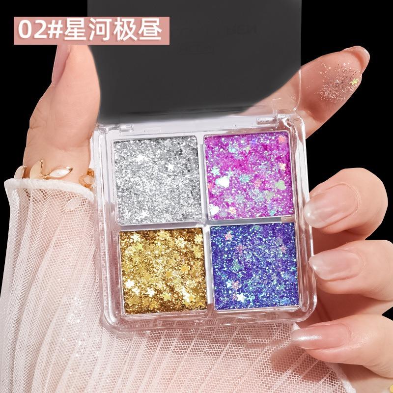 Color Glitter Eyeshadow Palette Glue Free For Stage Festival Makeup