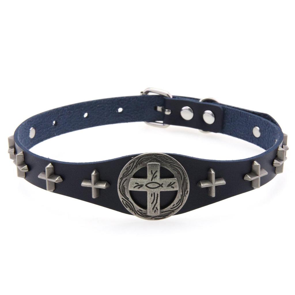 Cross PU Leather Choker, Punk Gothic Cross Hip Hop Rock Clavicle Necklace