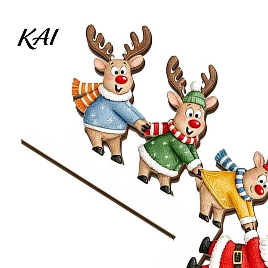 Festive Fireplace Mantel Decor Wooden Christmas Door Corner Decor, Santa Claus Reindeer/Snowman Topper Seasonal Art for Holiday Home Decoration,