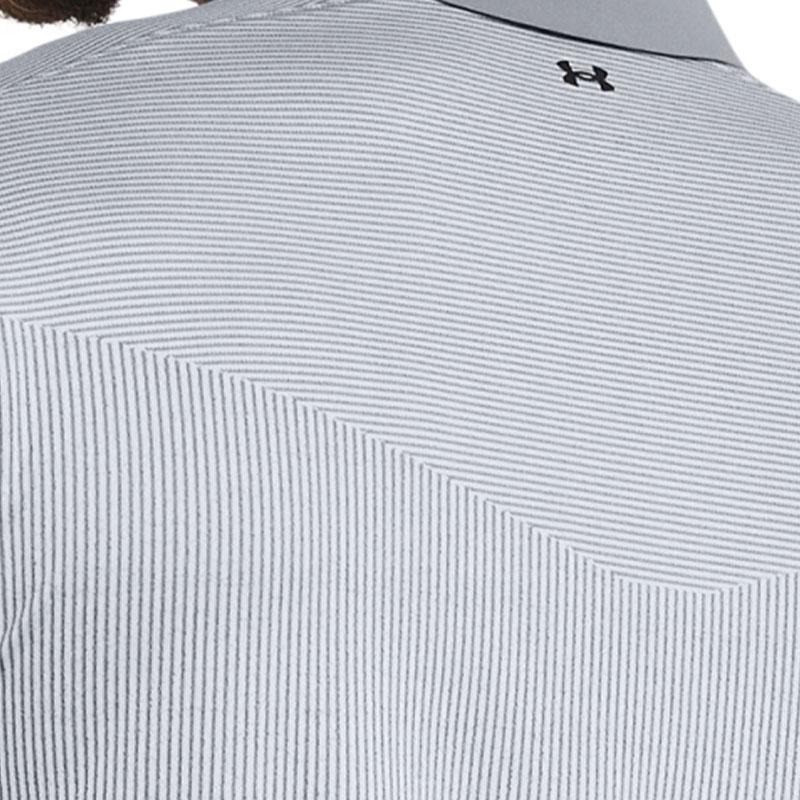 Under Armour Tour Tips Striped Golf Pique Short Sleeve Polo Shirt Men Polo Shirts Steel 1383422-035