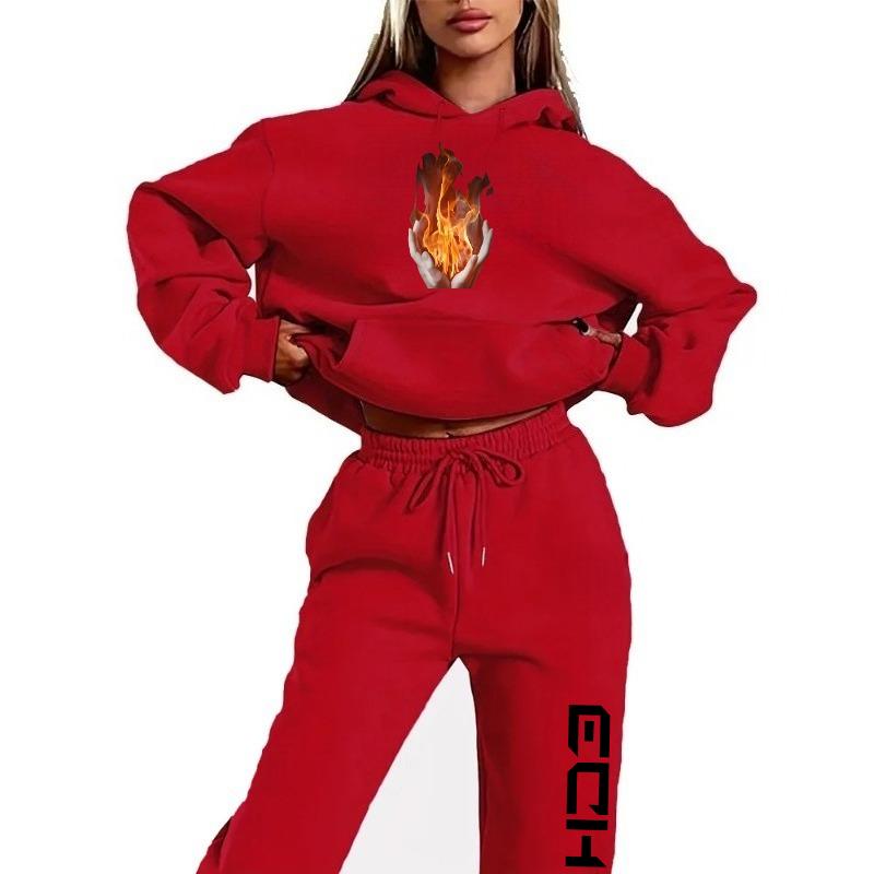 2026 New Letter Print Women's Hoodie Sweatpants Set with Hat and Long Sleeve Casual Shirt Set JC