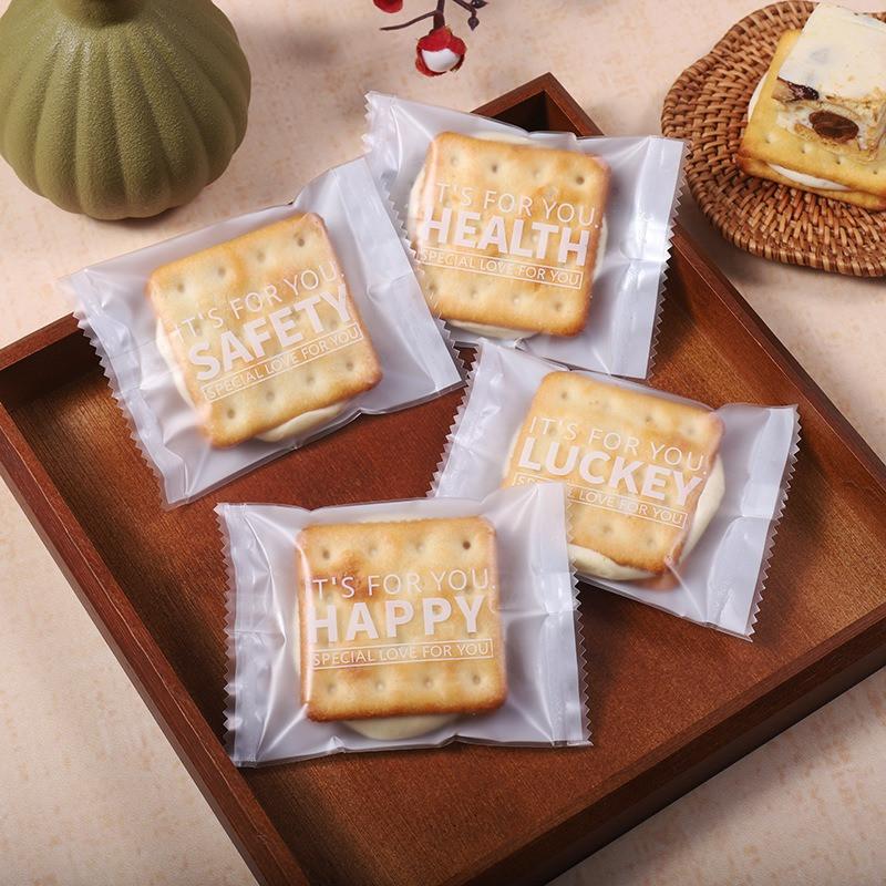 100 Stück 7x9,5cm Chinesisches Neujahr Schneeflocke Knusprige Verpackung Backen Keks Süßigkeiten Maschinengeeignet Versiegelt Event Party Geschenktüten