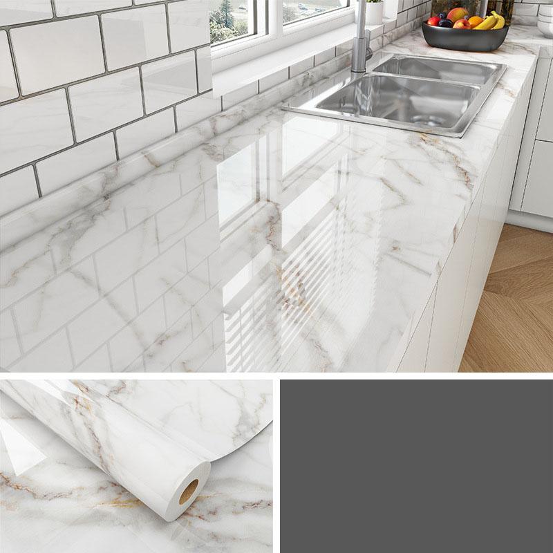 Marble Self Adhesive Film - Heat Resistant Kitchen Countertop Sticker, Waterproof Oil Proof Peel and Stick Wallpaper for Cabinet Refinishing