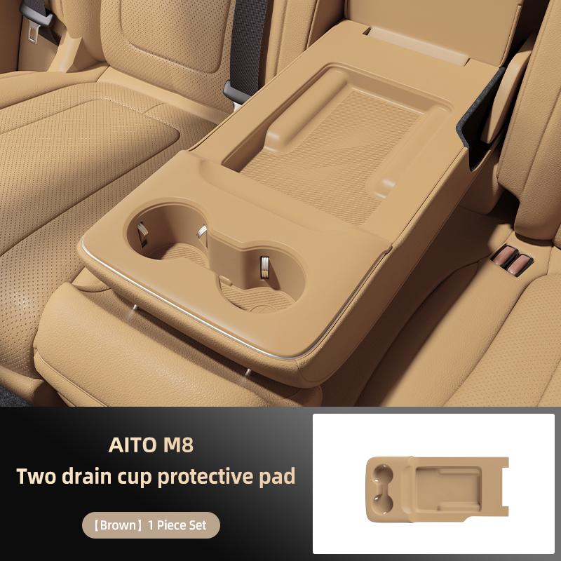 For AITO M8 5Seat 2025 2026 Second Row Seats Storage Center Armrest Hidden Box Silicone Protective Mats Cup Holder Organizer