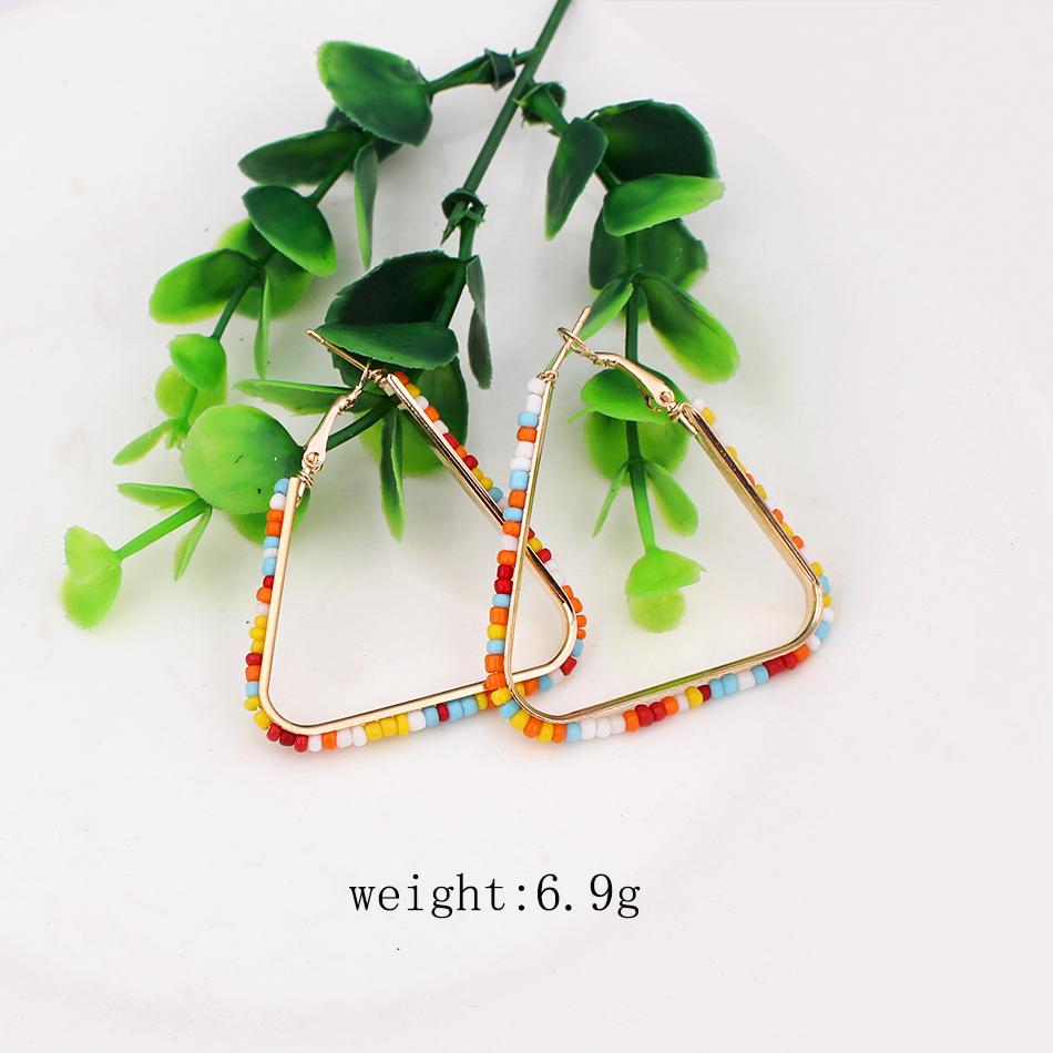 

Bohemian Mini Beads Statement Drop Earrings for Women Triangle Round Heart Hoop Earrings Fashion Big Exaggerate Pendant Zircon