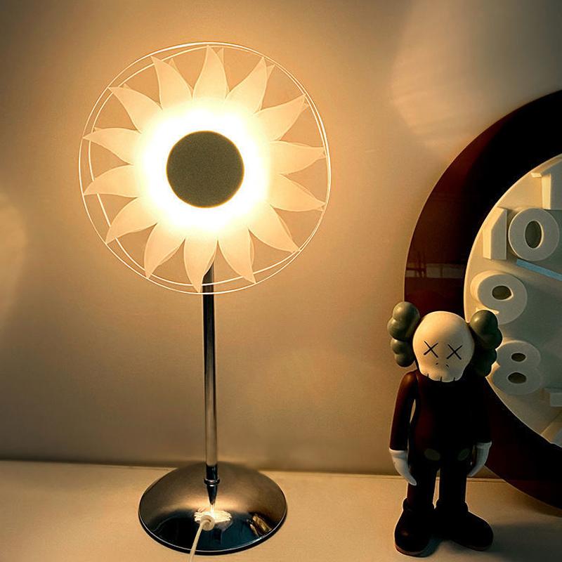 Metal Table Lamp Creative Sunflower Windmill Desk Light Bedside Atmosphere Night Light 3 Color Dimming Bedroom Decoration Lamp