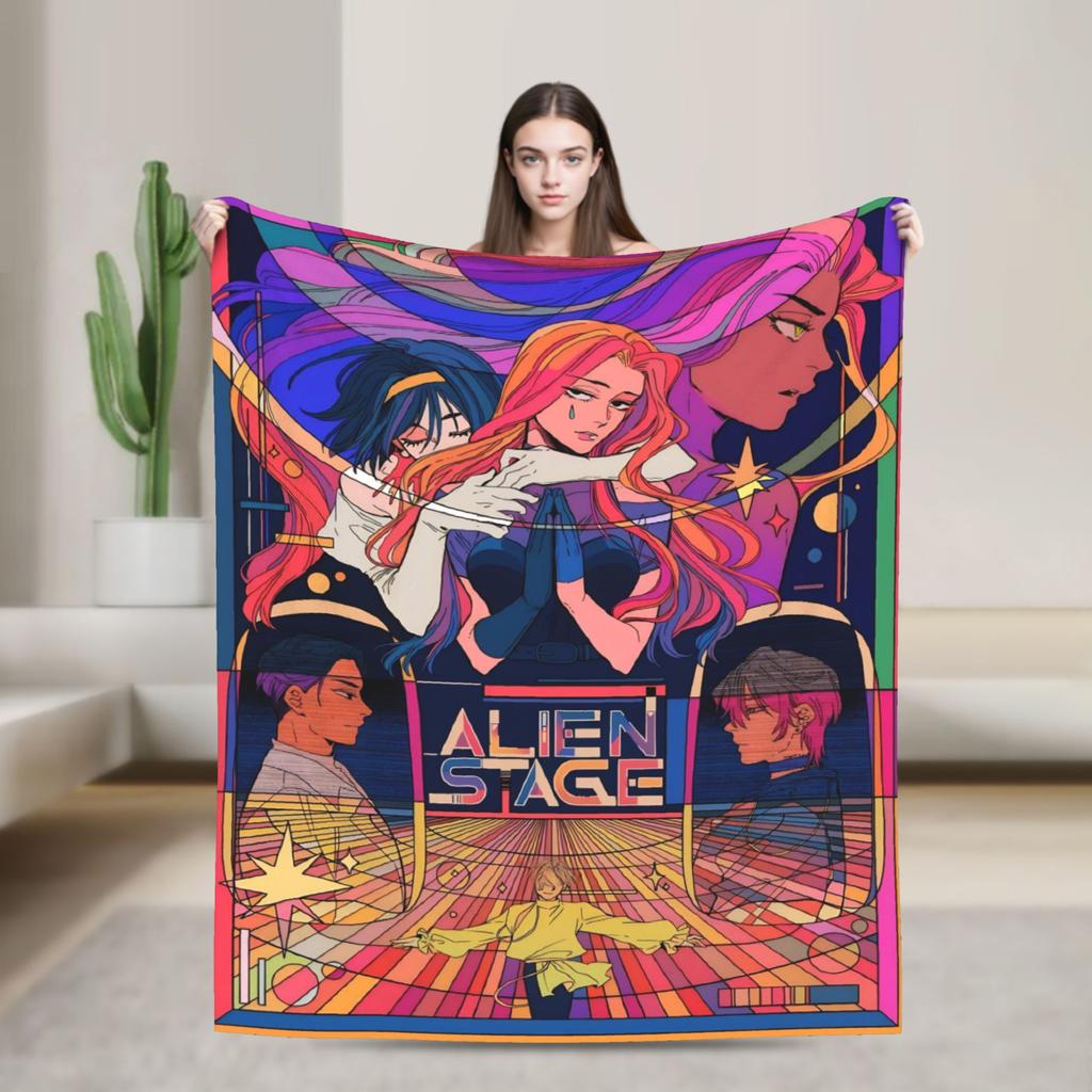 Soft Warm Blanket Decorative Alien Stage Manga Character Artwork Throw Blanket Flannel Bedspread For Couch Bed Sofa Bed Cover