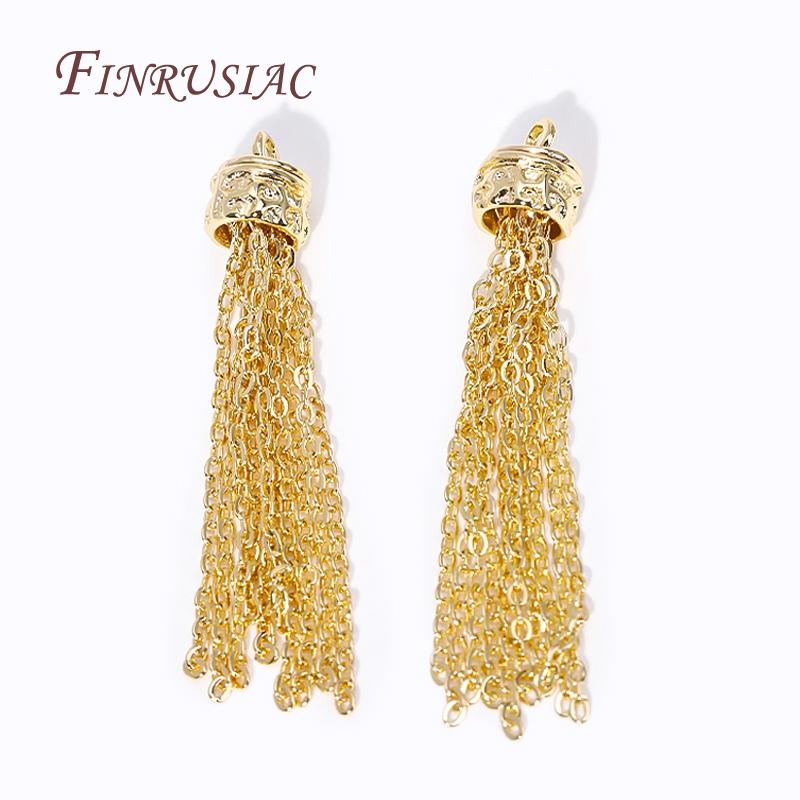 18K Gold Plated Brass Metal Chains Tassel Charms For Earrings Jewelry Making Supplies DIY Tassel Pendant Jewelry Findings