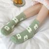 1 Pair Coral Fleece Mid-Calf Socks - Thickened Winter Warm Floor Socks with Cartoon Patterns for Women
