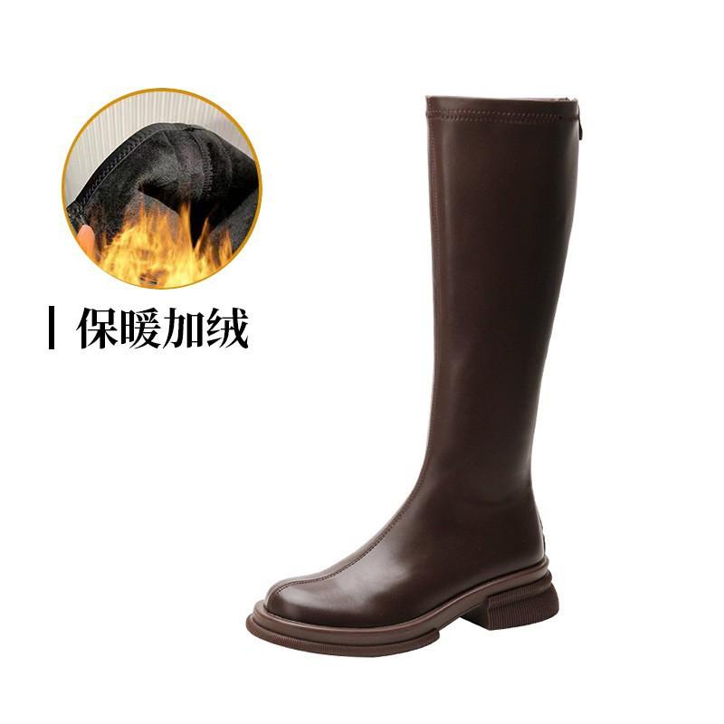 

Cowhide version~ leather thick-soled high knight boots, small man but knee boots, fat mm long boots, elastic and thin boots 40