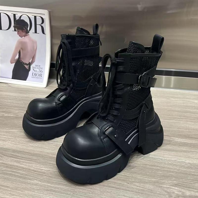 High Heels Women Ankle Boots Designer Mesh Platform Shoes Autumn  Fashion Chelsea Boots New Trend Dress Mujer De Sandalias