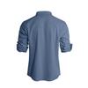 Spring New Men's Solid Color Stand Up Collar Long Sleeved Cotton and Linen Fashionable Casual Top