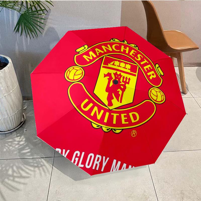 Manchester Crest Umbrella - Automatic Open/Close, Compact 8-Rib Lightweight Umbrella Essential for outdoorPicnic Accessory Fan Gifts