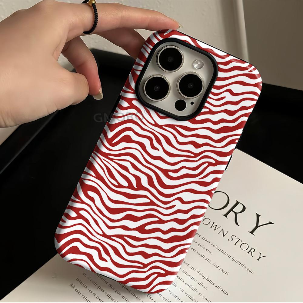 Popular Retro Irregular Striped Magnetic Mobile Phone Case iPhone16/15/14 Anti-drop Protective Case